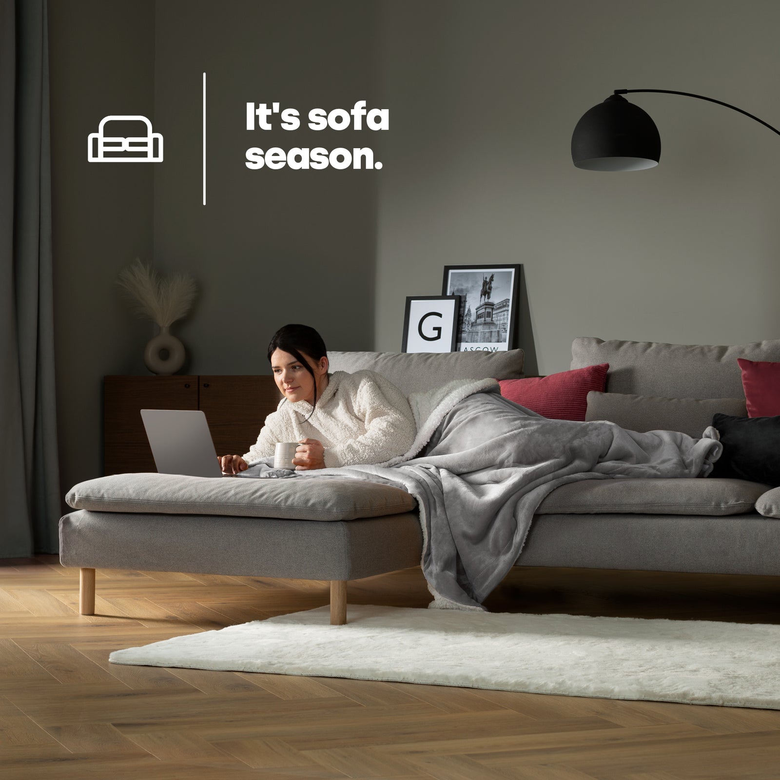 Double Sherpa Fleece Blanket - Misty Grey