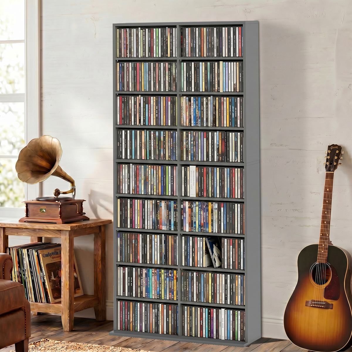 HOMCOM 640 Cd Storage Unit 360 Dvd Storage Tower W/ 18 Compartments