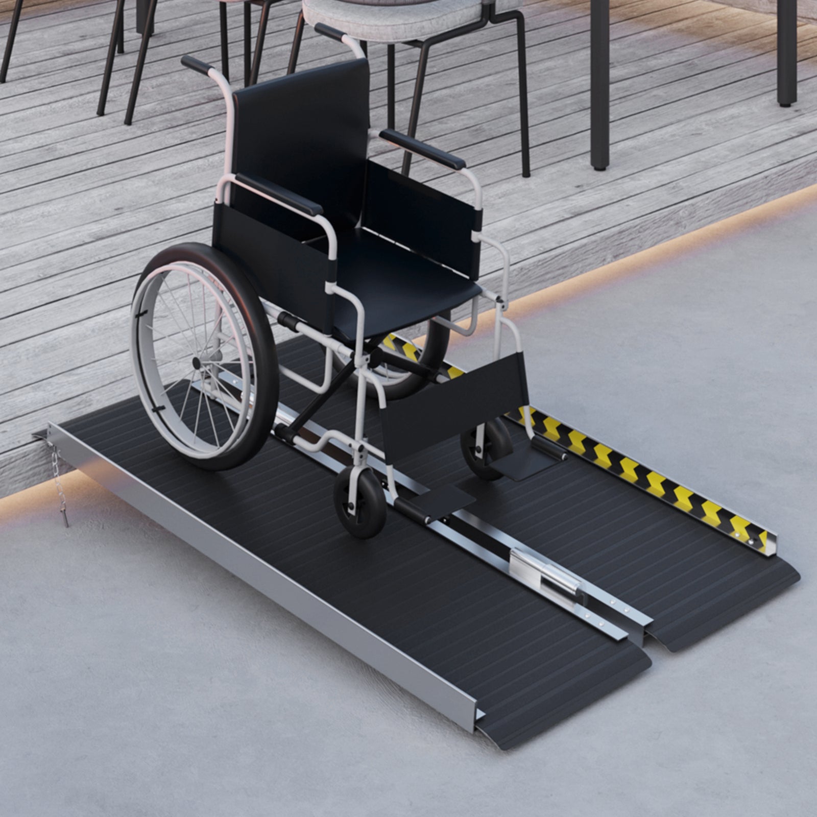 Folding Aluminium Wheelchair Ramp For Home | Medium | Black