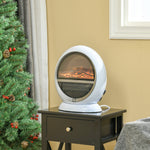 Table Top Electric Fireplace Heater With Led Flame Rotatable | One Size | White
