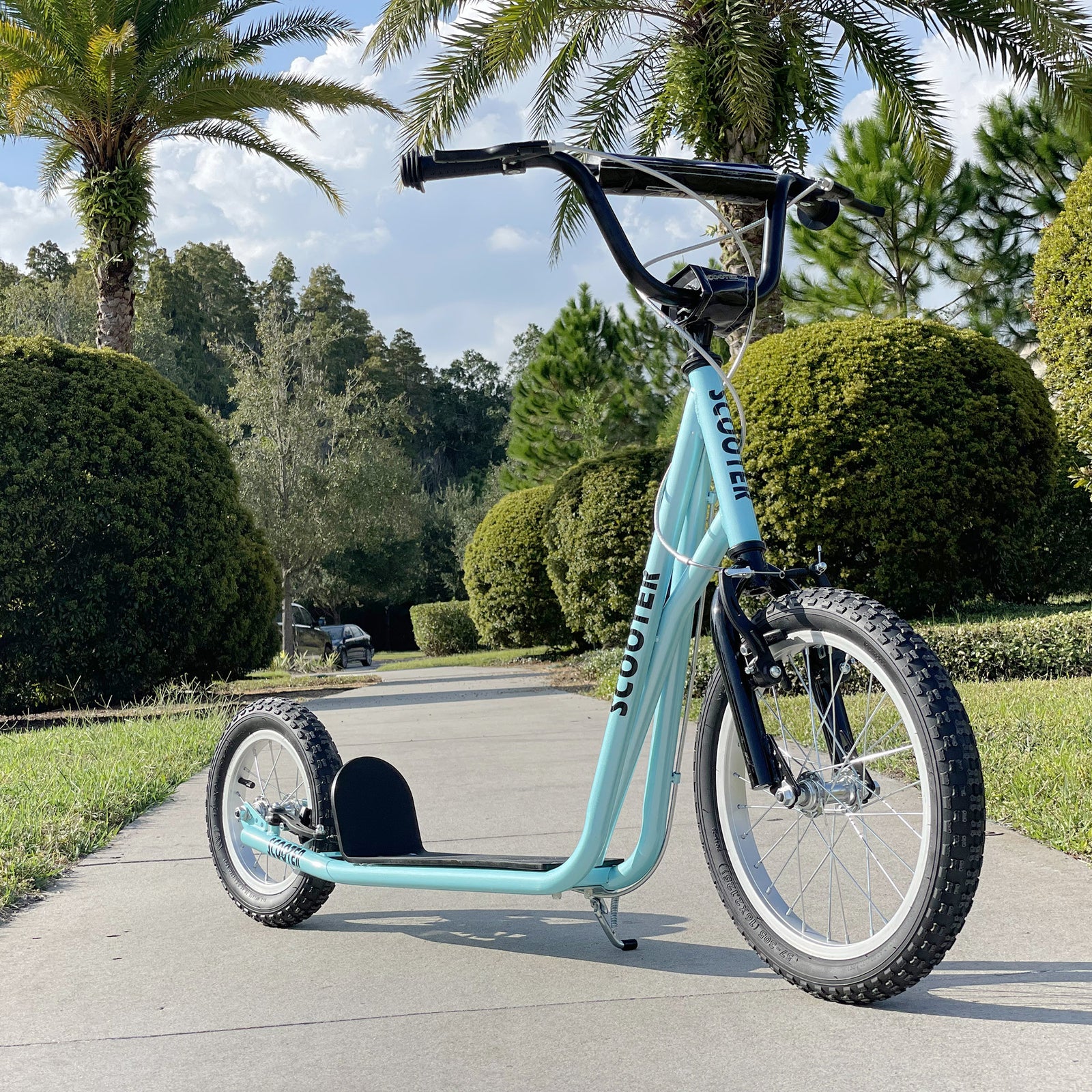 HOMCOM Kids Stunt Scooter With 16" Rubber Wheels, Adjustable Handlebar Blue