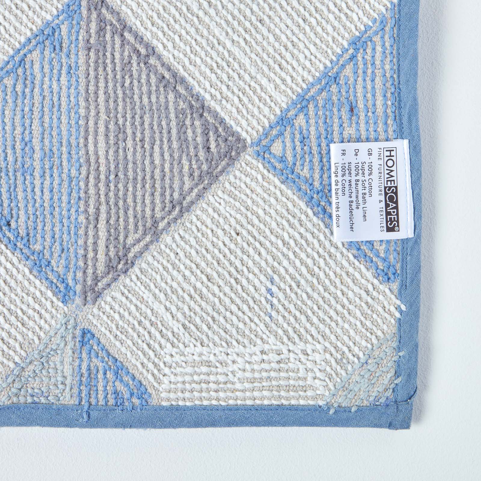Harlequin Pattern Cotton Bath Mat | 50 x 80cm | Blue