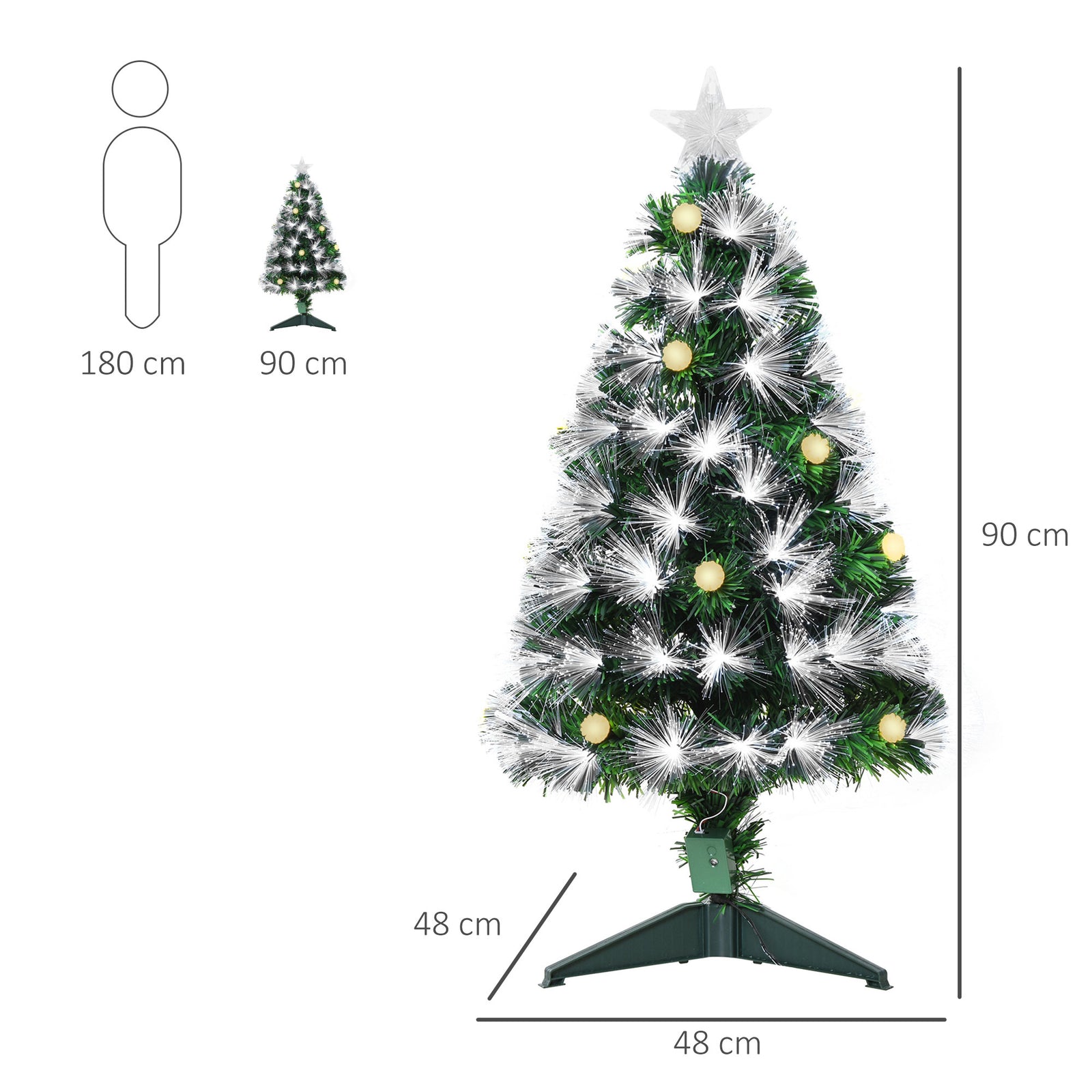 3ft White Light Artificial Christmas Tree W/ 90 Led Star Topper Tri-base | 3ft | Green
