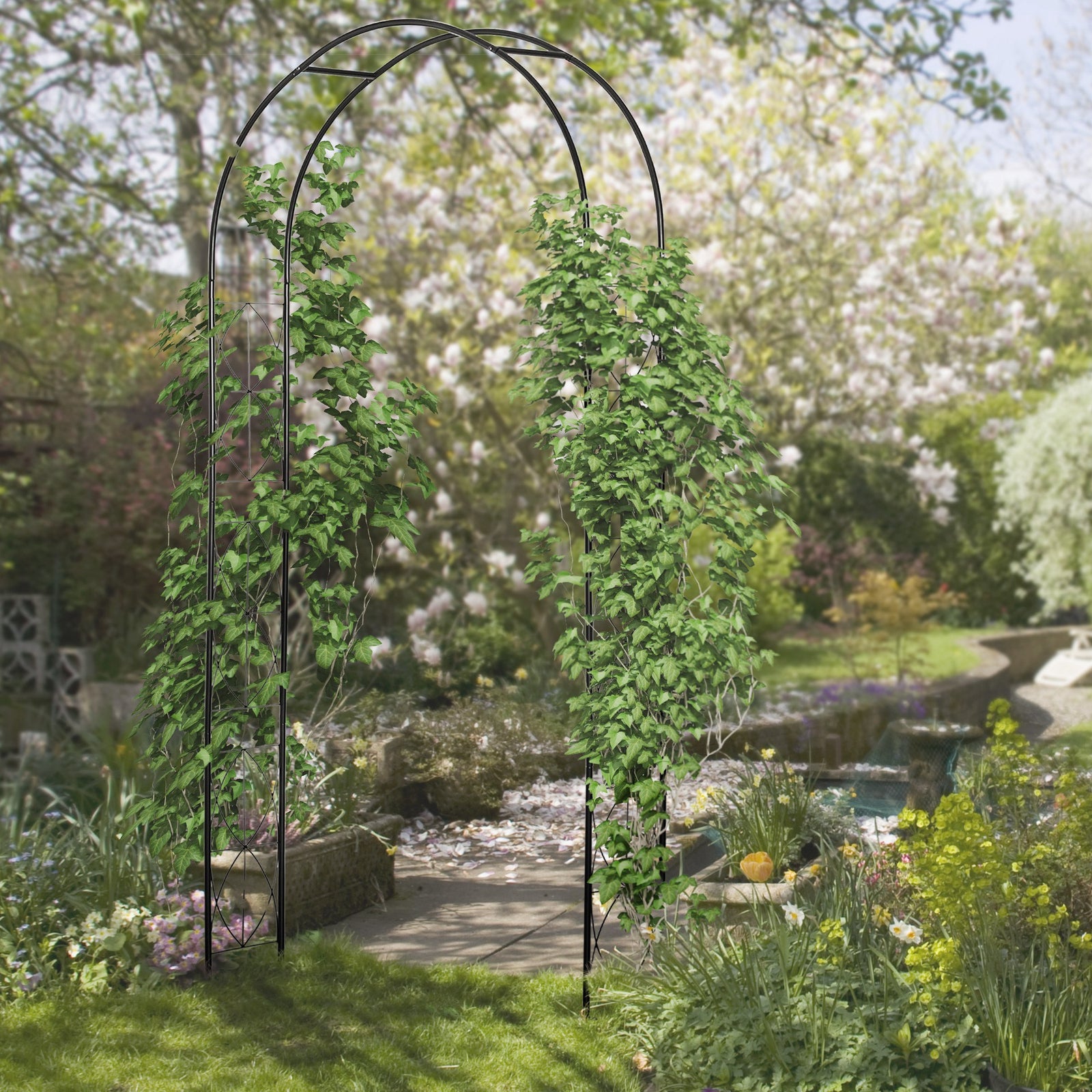 Vintage Style Steel Garden Arbor, Trellis, 2.3h M