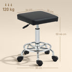 Pu Leather Rolling Stool, Adjustable | Black