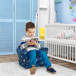 Kids Mini Armchair, Planet-themed Chair W/ Wooden Frame, Non-slip Feet