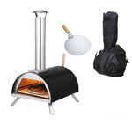 Gas & Wood Fuel Pizza Oven Built-in Thermometer & Pizza Paddle Black/silver