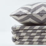 Chevron Herringbone Cotton Knitted Throw | 150cm x 200cm | Grey