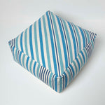 HOMESCAPES Blue And White Stripe Beanbag Cube Pouffe Large 60 X 60 X 30 Cm