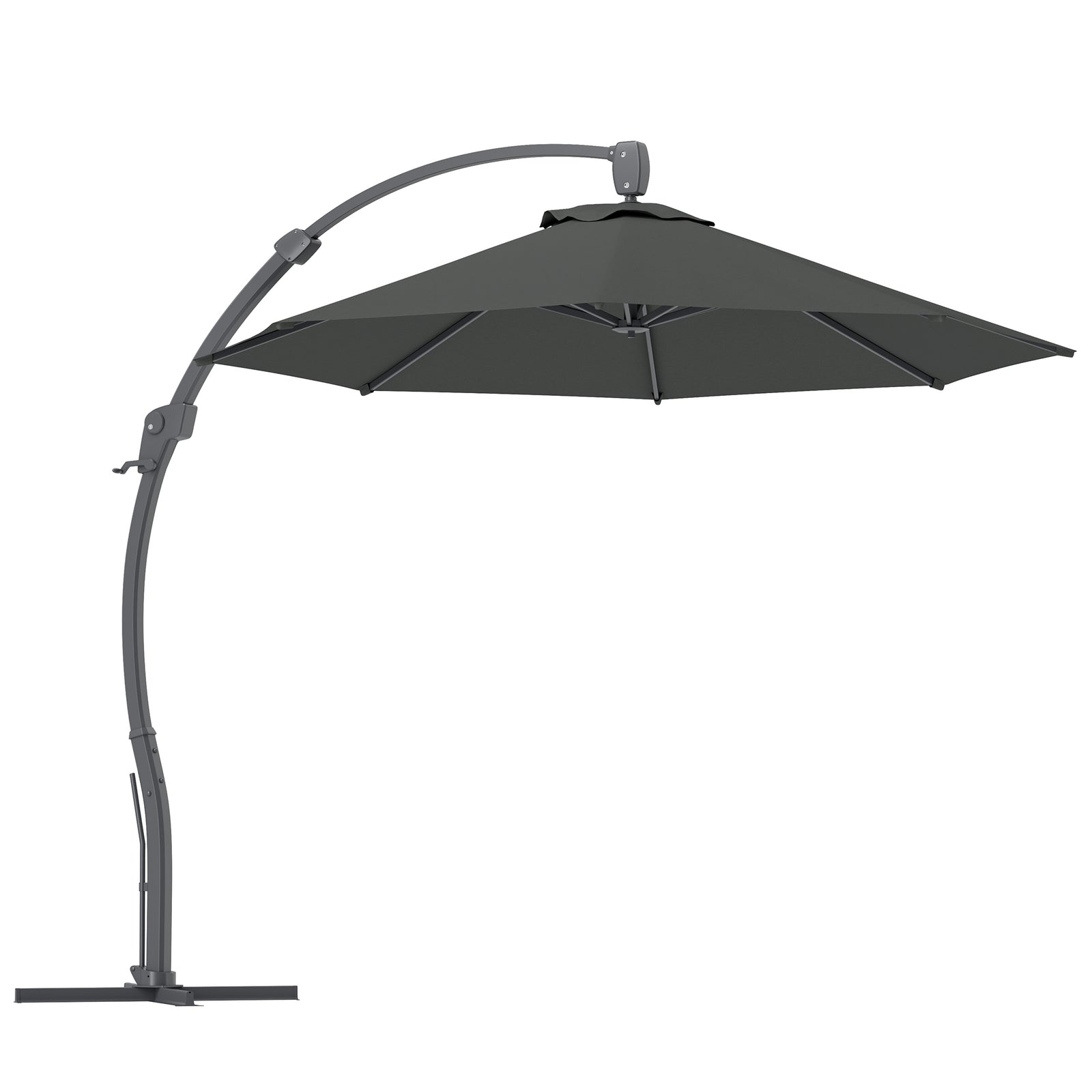 3(m) Garden Cantilever Parasol With Crank Aluminium Frame | Gray