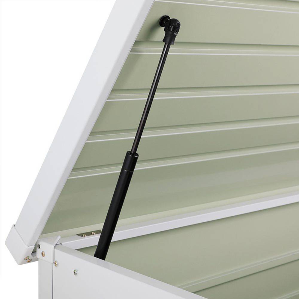 350l Lockable Steel Storage Box – Weatherproof Outdoor Garden Tool Chest Durable Waterproof Yard Storage Container | White