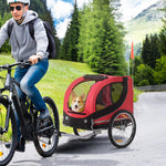Pawhut Pet Bicycle Trailer Steel Dog Bike Carrier Water Resistant Travel | Red