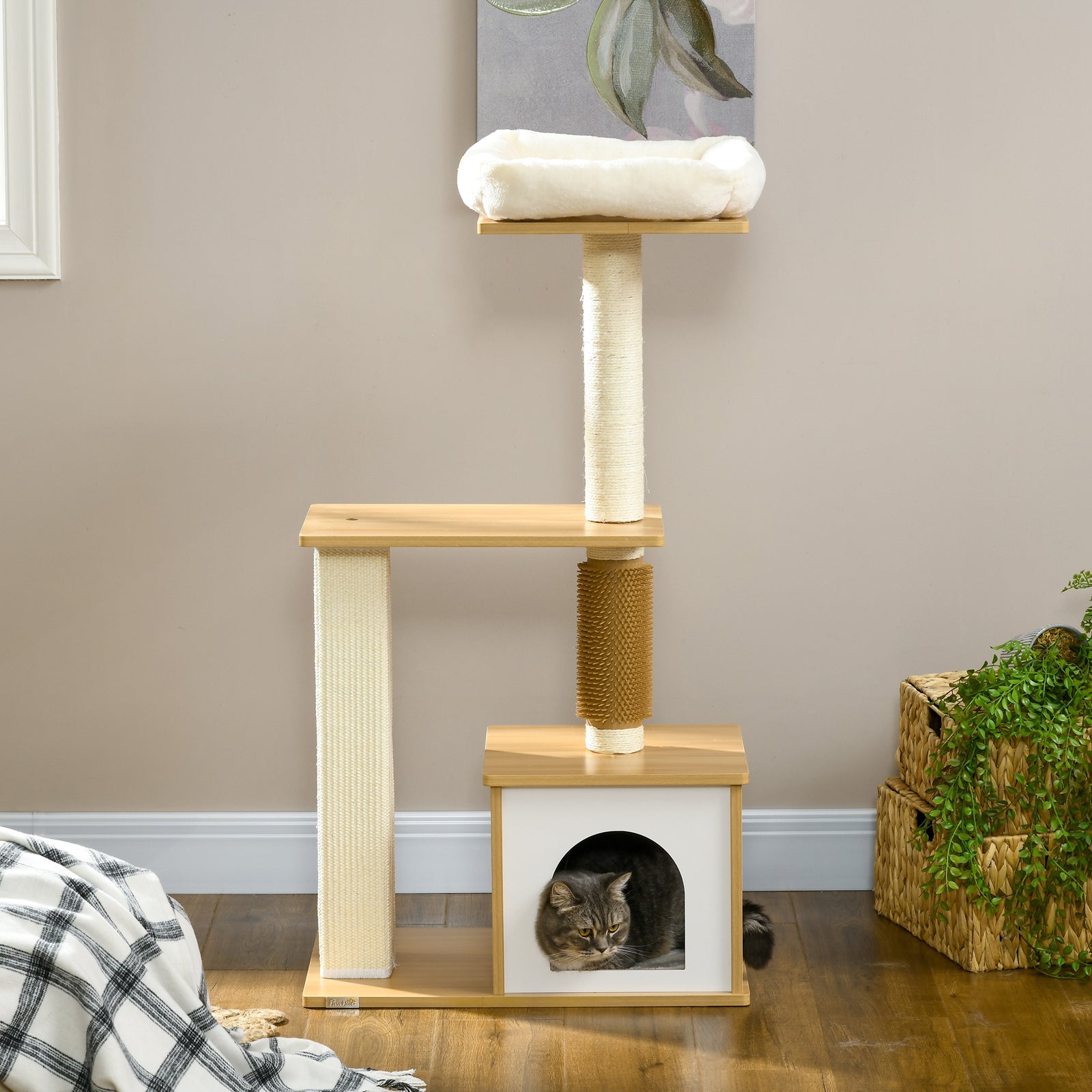 114cm Cat Tree For Indoor Cats With Scratching Posts, Cat House, Cat Bed