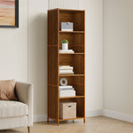 5-tier Open Bookcase, Small Space Bamboo Storage Shelf, Freestanding Corner Organizer With Raised Feet