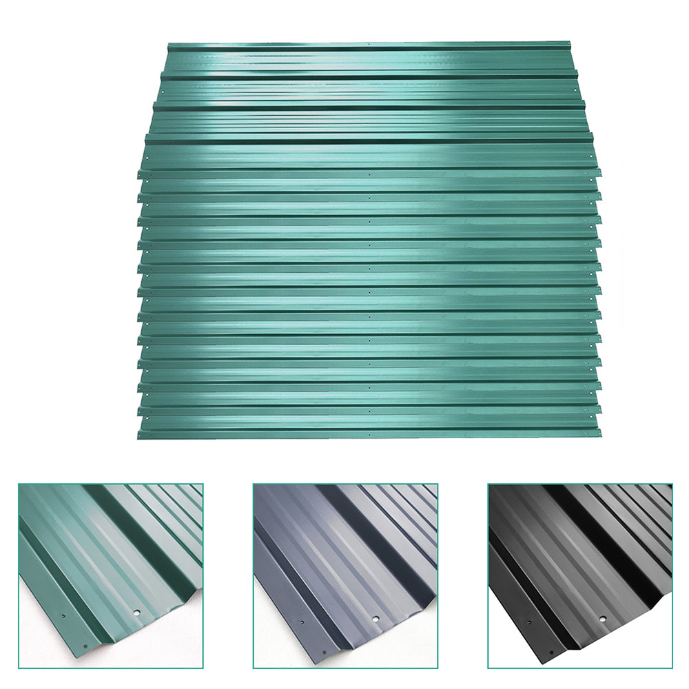 Set Of 12 Steel Corrugated Panels | Medium | Dark Green