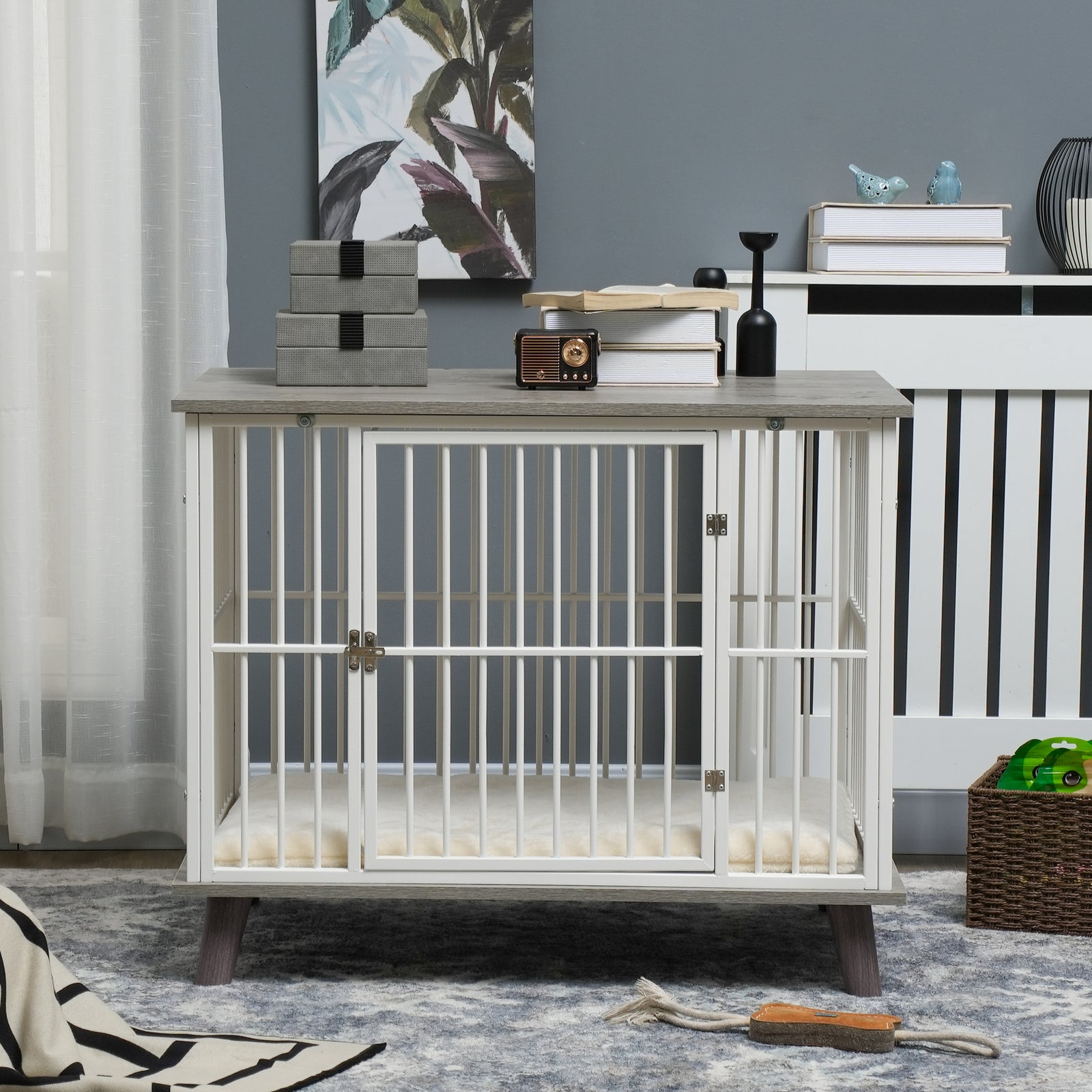 Dog Crate Furniture W/ Cushion, 86x60x70cm