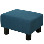 Chic Linen Fabric Footstool Ottoman Cube 4 Plastic Legs | One Size | Blue