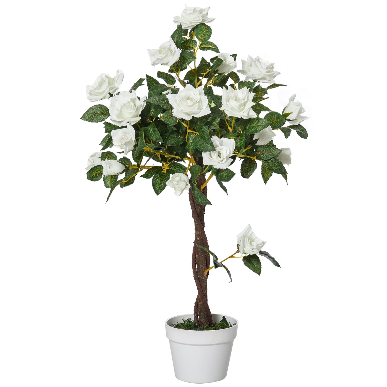 90cm Artificial Rose Tree Fake Decorative Plant | Set of 1 | White