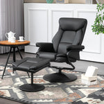 HOMCOM Pu Leather Swivel Recliner Armchair With Ottoman, Black