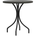 66cm Garden Table, Round Patio Table W/ Steel And Slat Top | Gray
