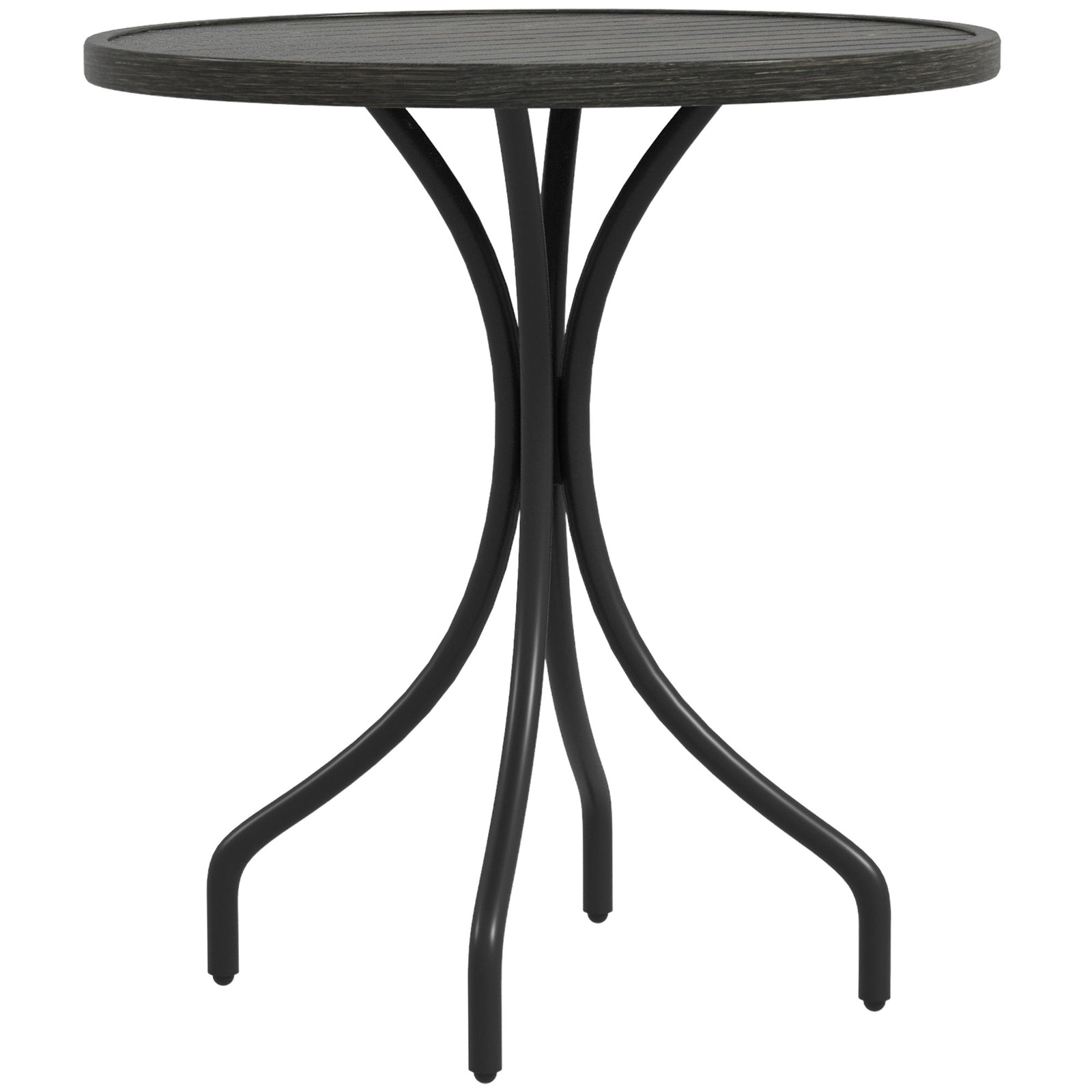 66cm Garden Table, Round Patio Table W/ Steel And Slat Top | Gray