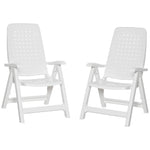 2 Pcs Folding Plastic Dining Chairs With 4-position Backrest
