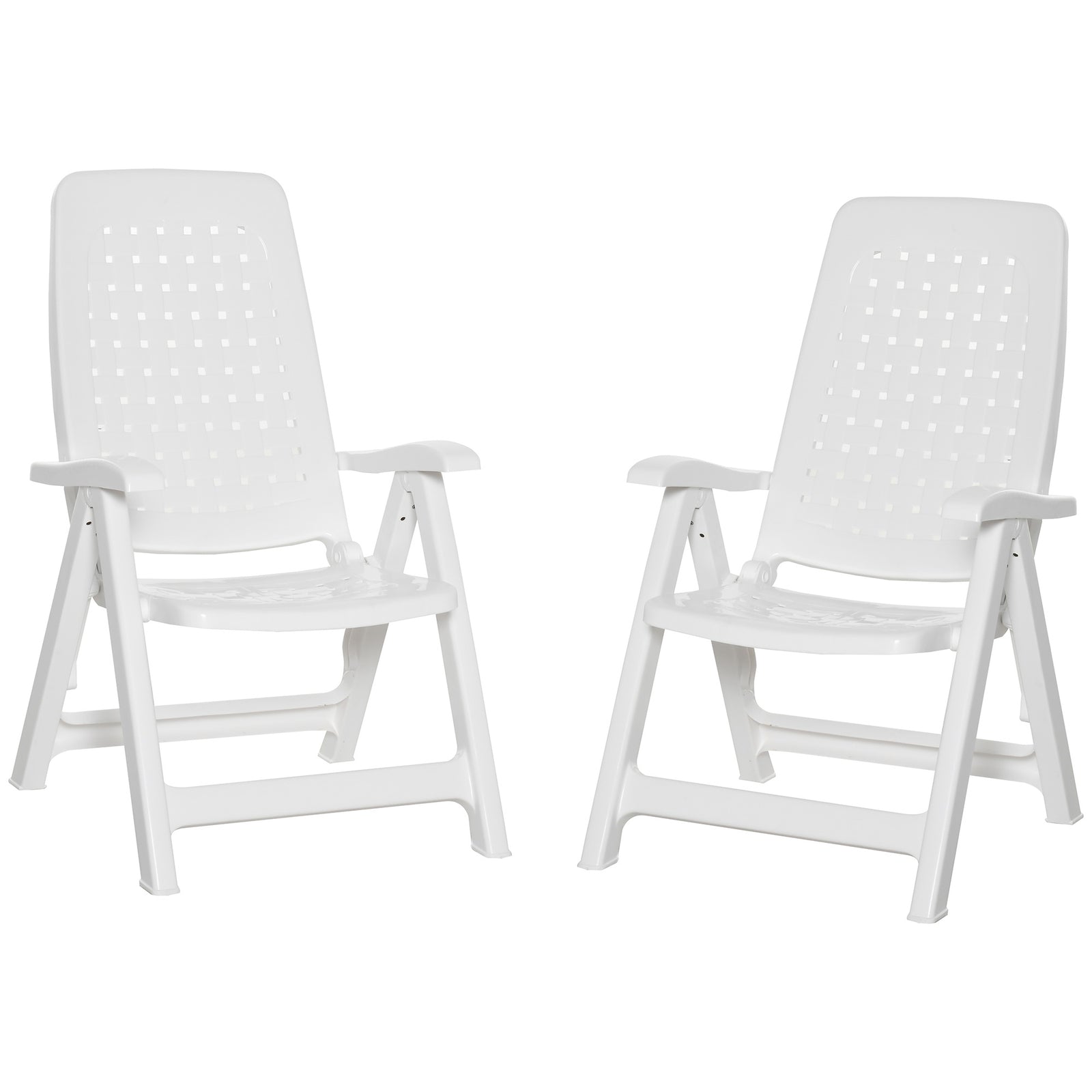 2 Pcs Folding Plastic Dining Chairs With 4-position Backrest