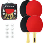 SPORTNOW Table Tennis Rackets, Portable Table Tennis Set W/ 4 Bats, 8 Balls