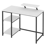 Computer Desk Home Office Table With Storage Shelves Monitor Stand | White