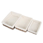 Cotton Lined Antique Wash Straight Sided Tray | Set-of-3 | Brown
