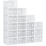18pcs Stackable Plastic Shoe Storage Box Uk/eu Size 8.5/12 | Large | White