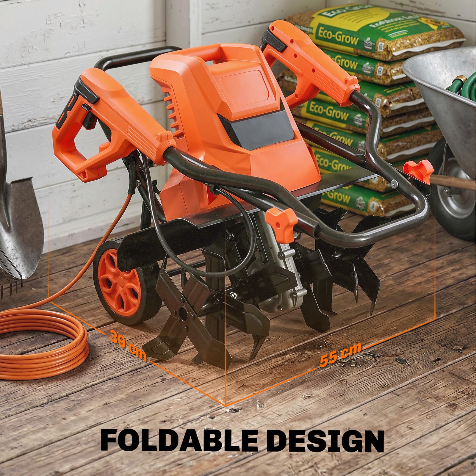 Outsunny 1500w Electric Tiller With 40cm Working Width, 20cm Tilling Depth