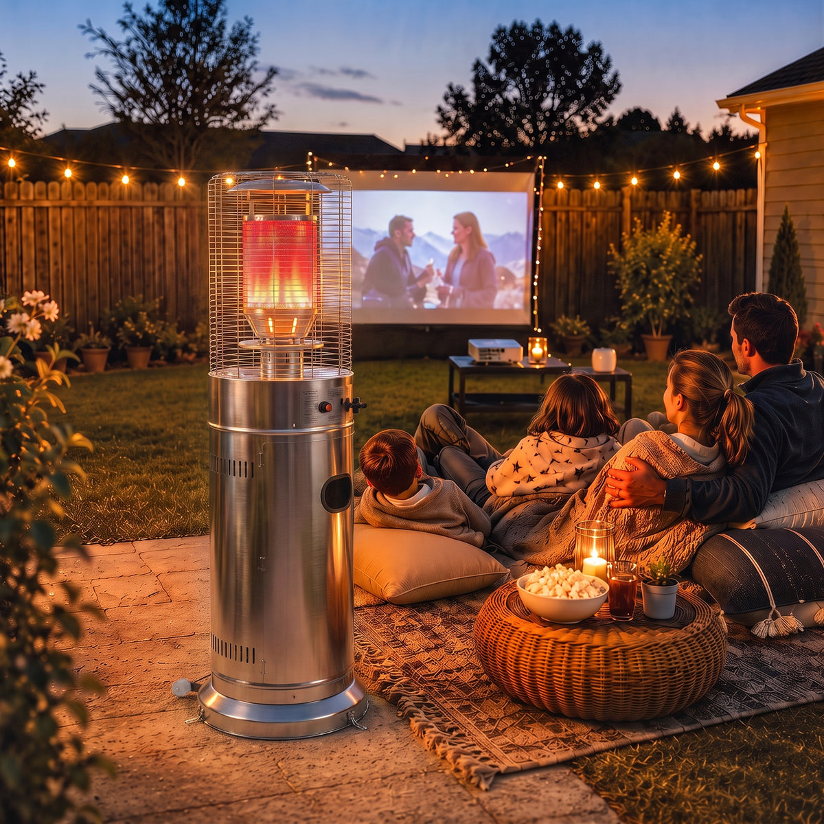 Gas Patio Heater, 13 Kw Portable Propane Outdoor Heater, Silver