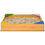 Kids Wooden Sand Pit Sandbox W/ Seats, For Gardens, Playgrounds