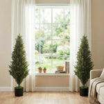 HOMCOM Set Of 2 Decorative Artificial Plants Cypress In Weighted Pot