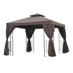 Garden Metal Gazebo Sun Shade Shelter Outdoor Party Tent | Brown