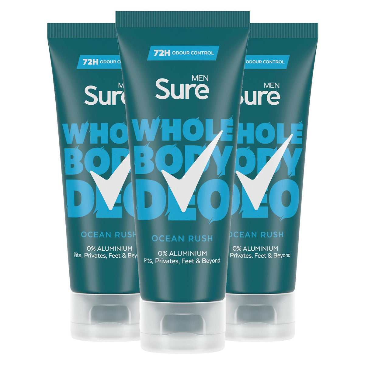Men Whole Body Deodorant Cream Ocean Rush With 72h Odour Control 75ml, 3 Pk | Set of 3
