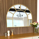 Mio - Metal Arched Window Mirror | 95cm x 120cm | Gold