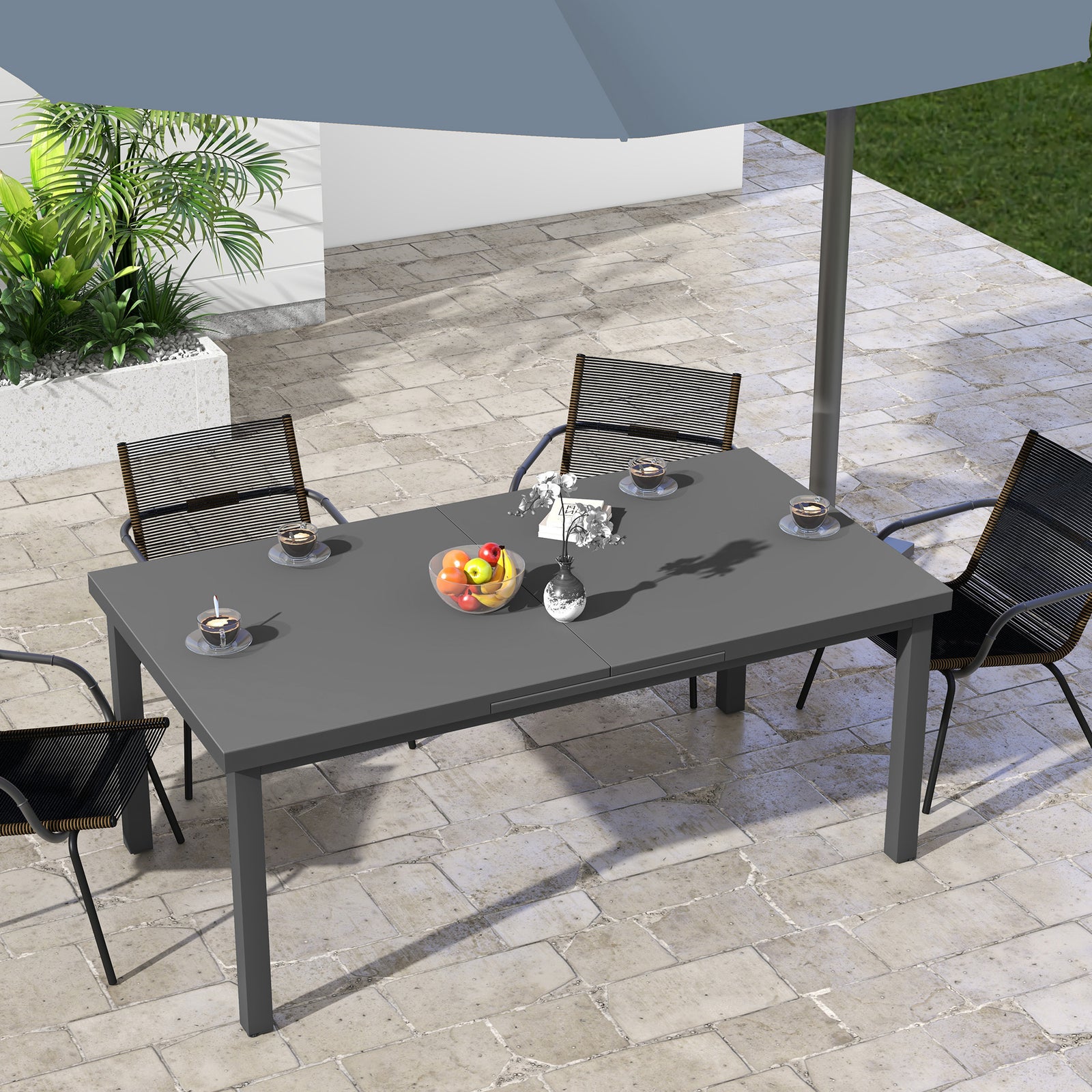 Extending Garden Table For 6-8, Aluminum Frame
