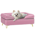 Dog Sofa Pet Couch W/ Removable Backrest Cushion Washable Cover | Pink