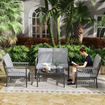 4 Piece Rattan Set, Wicker Conversation Set | Gray