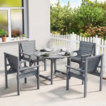 Garden Dining Set, Round Table And Chairs W/ Parasol Hole | Grey