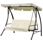 2-in-1 Garden Swing Chair For 3 Person With Tilting Canopy