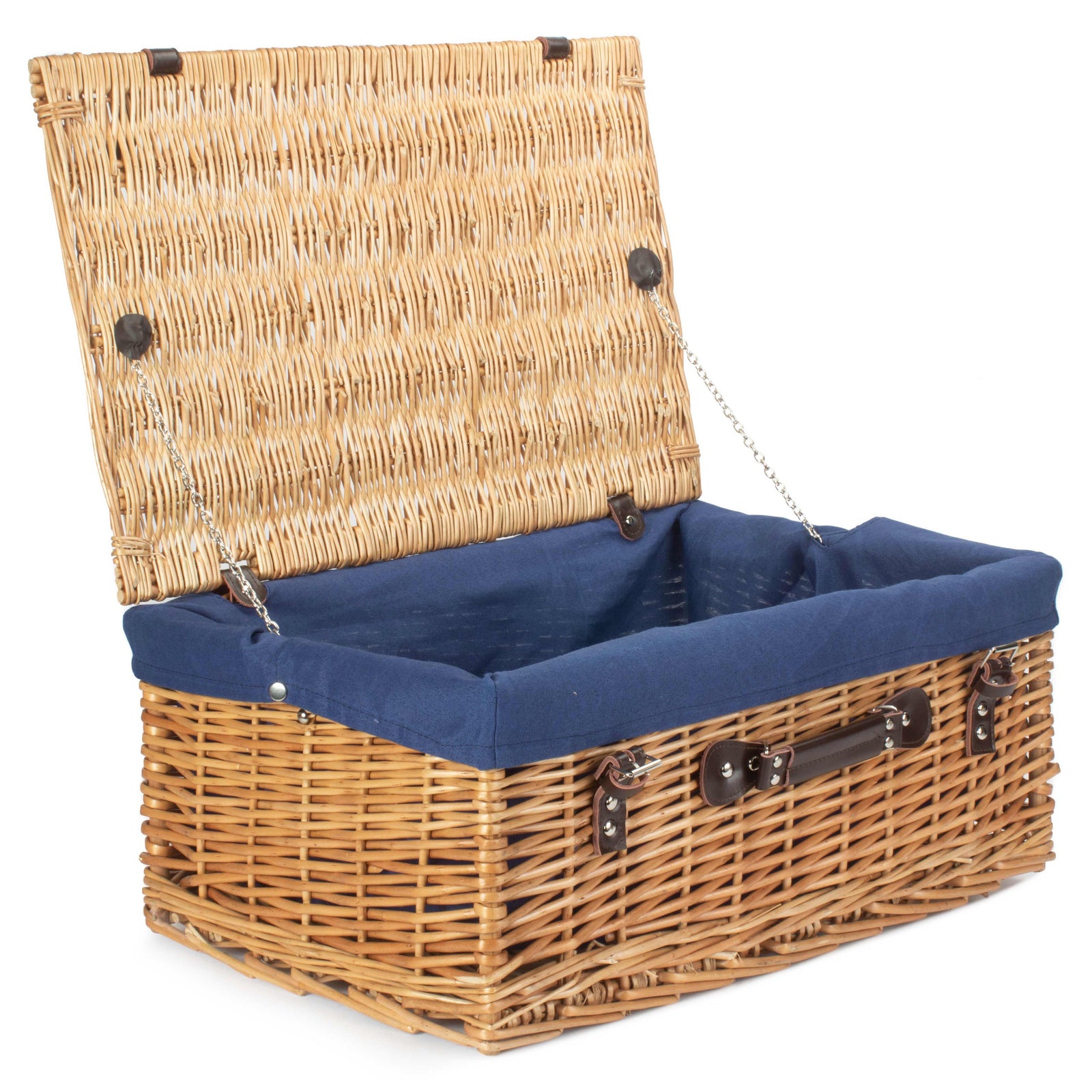 Wicker 55cm Buff Empty Picnic Basket Unlined | Blue