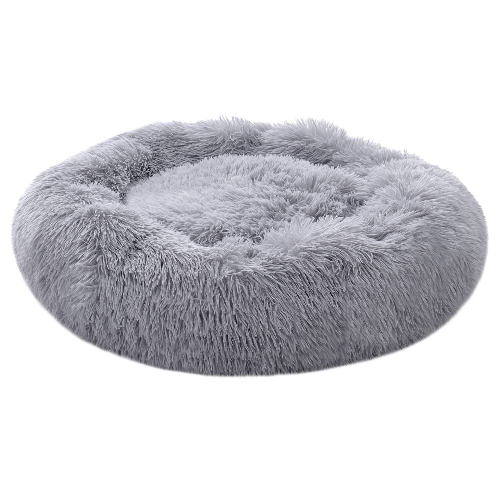 Dia 60cm Calming Donut Plush Dog Cuddler Bed Round Dog Bed | Large | Light Grey