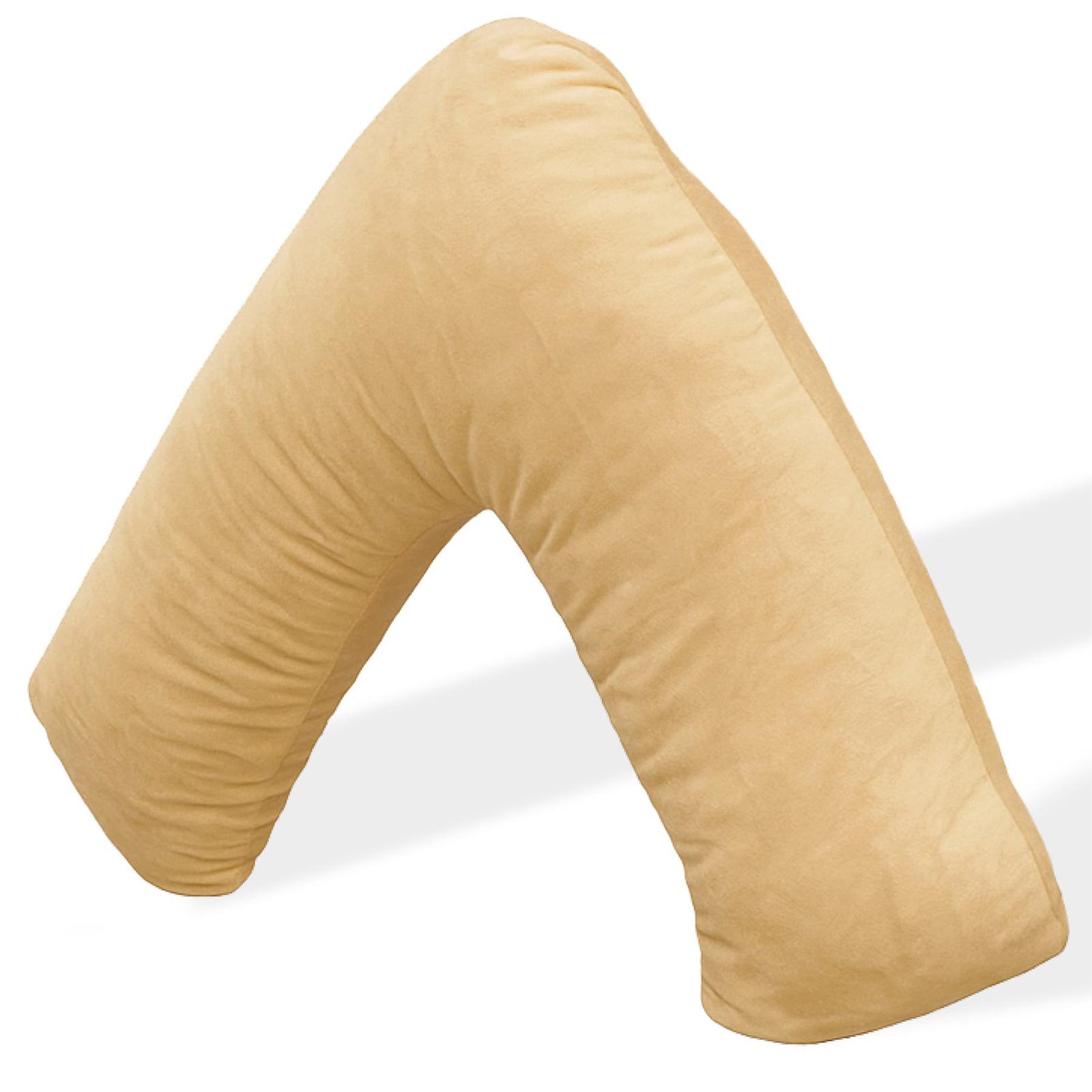 V Shaped Pillow Shredded Orthopaedic Memory Foam, Head, Neck & Back Pregnancy Maternity Support, Washable Cover | V Shape | Cream