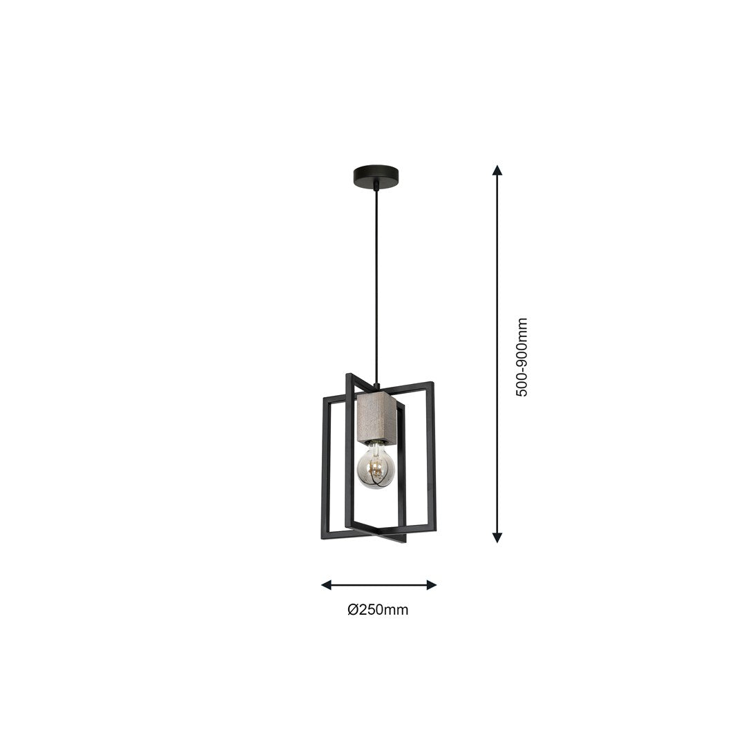 Ralph Pendant Lamp 1xe27 Habd Made Industrial Chic Lamp With Natural Wood Giving The Look Of Stone And Rugged Metal