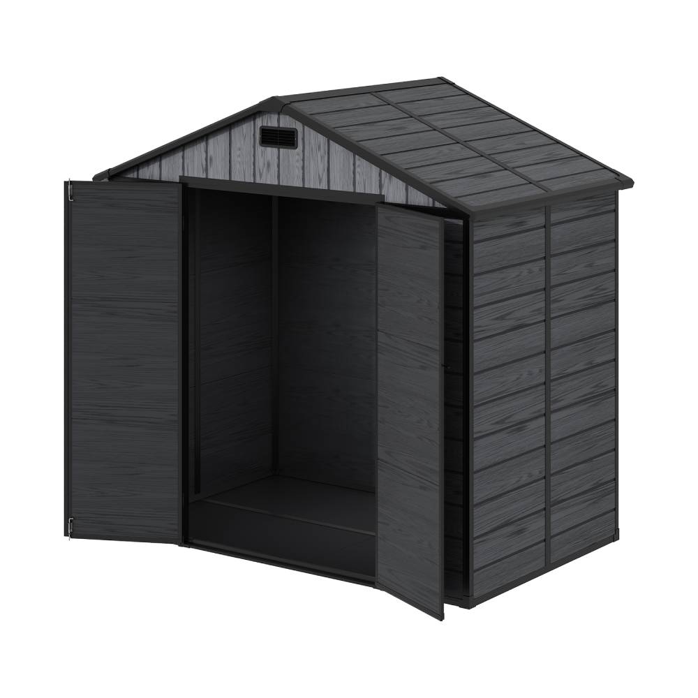 8x4ft Outdoor Apex Roof Storage Shed With Floor, Window,2 Vents & Double Lockable Doors,wood Grain Design