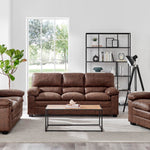 Oxford Faux Leather Sofa 3 Seater | Brown