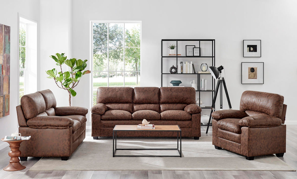 Oxford Faux Leather Sofa 3 Seater | Brown